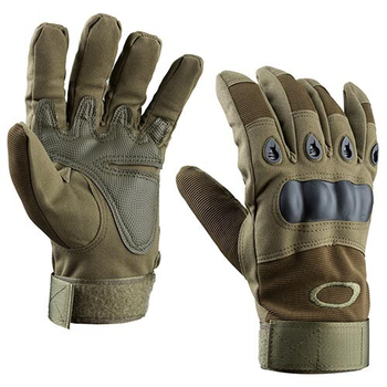 Тактичні рукавички із закритими пальцями та посиленим протектором розмір L оливкові GLG2205
