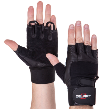 Перчатки тактические кожаные без пальцев , военные перчатки, перчатки многоцелевые размер M Черные SB-161085