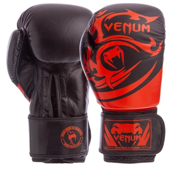 Перчатки боксерские кожаные на липучке VENUM TRIBAL 10oz VL-5777-BK