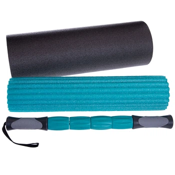 Масажний ролик ролер 3 в 1 Foam Roller Zelart 5715 45x16 см Black-Mint