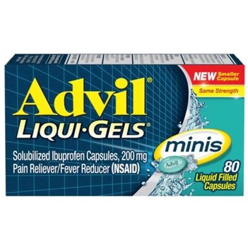 Жаропонижающее и обезболивающее средство, Advil, Liqui Gels Minis, 80 жидких капсул