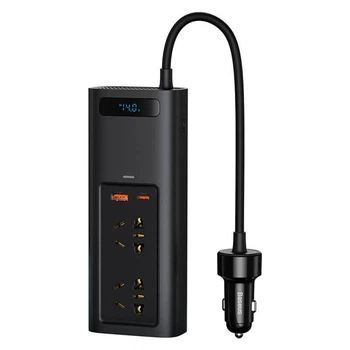Автомобільний Перетворювач Напруги Інвертор Baseus In Car Inverter 150W (220V EU/CN) Sockets EU/CN 220V, 1USB/1Type-C, 0.4m (CRNBQ-A01) Black