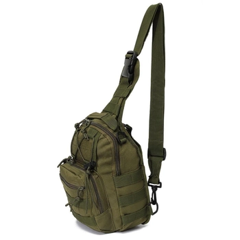 Універсальна тактична сумка рюкзак через плече, міська чоловіча повсякденна H&S Tactic Bag 600D. Зелена хакі
