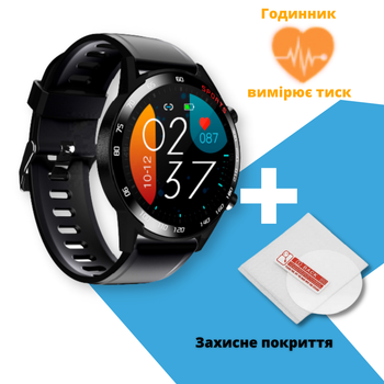 Смарт часы KMITX T14 Black с СЕНСОРНЫМ экраном с пульсометром и тонометром и датчиком измерения кислорода + Защитная пленка (e607b6-t14b)