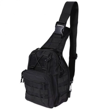Універсальна тактична сумка рюкзак через плече, міська чоловіча повсякденна H&S Tactic Bag 600D. Чорна