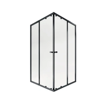 Кабіна для душу Q-TAP квадратна дводверна без піддону PISCES 90x90x190см прозорий вітраж 5мм профіль чорний PISBLA1079SC5