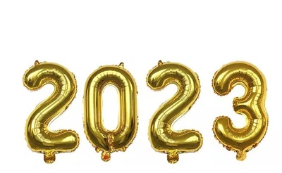 Кулі цифри фольговані золоті 2023 золото 70 см висота