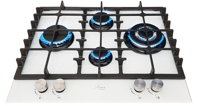 Варильна поверхня газова Luxor RG 680 - 01 White SS Blütenweiß + підставка WOK у подарунок білий