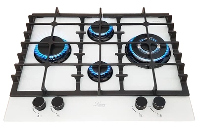 Варочная поверхность газовая Luxor RG 680 WH BK Blütenweiß + подставка WOK в подарок белый