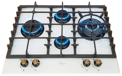Варочная поверхность газовая Luxor RG 680 WH Kup Retro Blütenweiß + подставка WOK в подарок белый