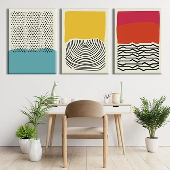 Модульна картина Холстович Geometric Abstract 270х120 см. Інтер'єрна картина з кольоровою абстракцією в кабінет психолога, вітальню, спальню, кухню, офіс