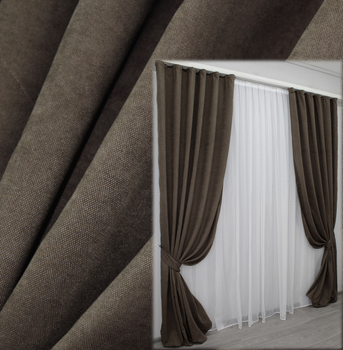 Комплект штор VR-Textil Мікровелюр Sparta Коричневий 150x285 см 2 шт (30-768)