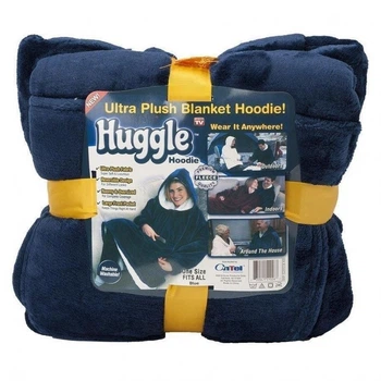Плед Huggle с капюшоном Ultra Plush Blanket Hoodie Синий