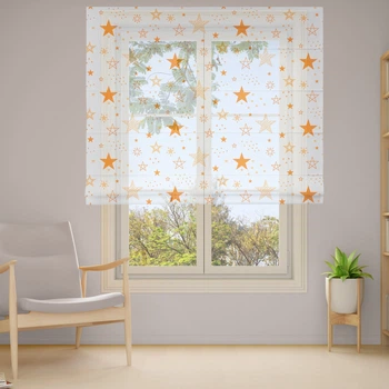 Римские шторы с цепочным карнизом DECOLIV Фотопечать 2-7 Тюль 40*170 см
