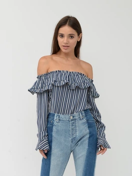 Блуза H&M 38 сине белый полоска 5412001