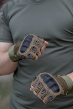 Тактичні рукавиці Bezet SMART Touch відкриті повнопалі L Зелені