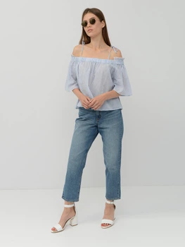 Блуза H&M 38 голубой полоска 335478