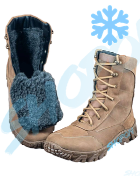 Берцы зимние ботинки тактические мужские, черевики тактичні чоловічі берці зимові, натуральна шкіра, размер 42, Bounce ar. BL-HK-1042, цвет хаки