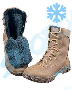 Берцы зимние ботинки тактические мужские, черевики тактичні чоловічі берці зимові, натуральна шкіра, размер 44, Bounce ar. BL-HK-1044, цвет хаки