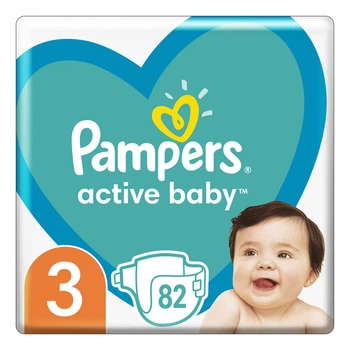 Подгузники Pampers Active Baby Размер 3 Extra Sleep 82 штуки Maxi 6-10 кг