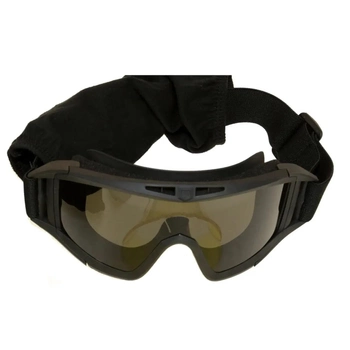 Очки тактичні маска Combat (3 скла в комплекті) Баллістична військова маска Чорний