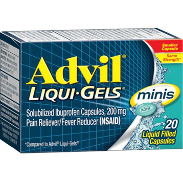 Жаропонижающее и обезболивающее средство, Advil, Liqui Gels Minis, 20 жидких капсул