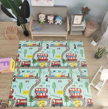 Двухстронний складной детский коврик-игрушка Безопасный Softy-Floor 1.5x1,8м. Толщина 1см. Город-Ростомер Износостойкий,Развивающий, Экологичный