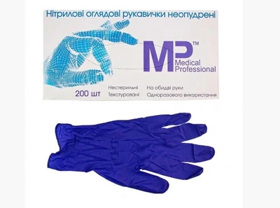Перчатки Medical Professional нитриловые смотровые н/ст неприпудренные S синие 100 шт.