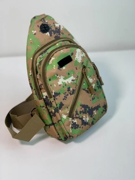 Рюкзак-2 однолямочный – военная сумка через плечо LeRoy Tactical, цвет – темный пиксель.