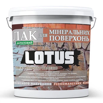Лак акриловый для минеральных поверхностей Мокрый камень LOTUS прозрачный 10 л (1650718999_rozetka)