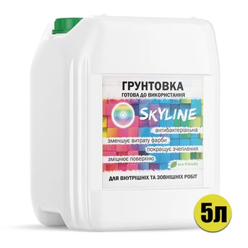 Ґрунтовка акрилова SkyLine глибокопроникна 5л готова до застосування зміцнююча для адгезії для внутрішніх/зовнішніх робіт