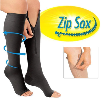 Компрессионные гольфы Zip Sox,носки от варикоза, черные S/M (KG-2269)