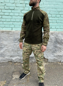 Військова форма Tactic, осінній теплий тактичний костюм (убакс на флісі + штани), мультикам 48