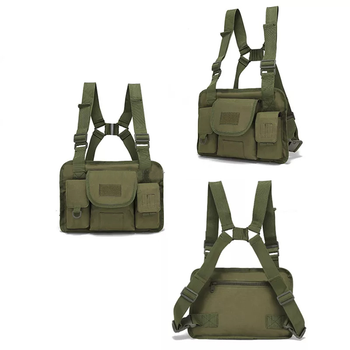 Тактическая сумка нагрудная военная Tactical chest bag D009 оливковый