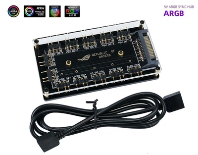Хаб-розгалужувач ARGB 5V/3pin живлення SATA для ПК (ARGB Sync)