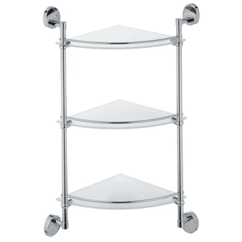 Полка настенная ZERIX LR3307-3 LL1437 270мм 3-х ярусная угловая округлая стеклянная хром