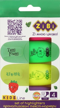 Набір текст маркерів ZiBi Tutti-Frutti 4 шт ароматизовані (ZB.2702)
