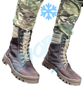 Берці зимові черевики тактичні чоловічі, туфлі тактичні чоловічі берці зимові, натуральна шкіра, розмір 45, Bounce ar. BЕ-ВА-1045, колір коричневий