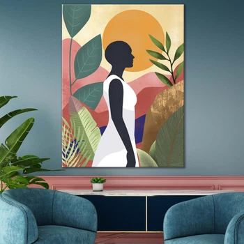 Картина Холстович Empowered Vibe 30x40 см. Картина абстракция девушка в цветах для офиса, гостиной, спальни, кухни, интерьера