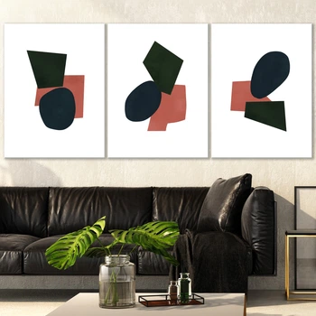 Модульна картина Холстович Shapes of Abstract 225х100 см. Картина Форми абстракції для вітальні, спальні, кухні, коридору, офісу, кафе, інтер'єру