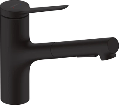 Смеситель-кран кухонный HANSGROHE Zesis матовый черный 74803670 с выдвижным изливом 2 режима
