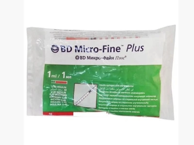 Шприц BD Micro-Fine+ 1,0 мл U-40 інсуліновий, фіксована голка 0,33х12,7 30шт.