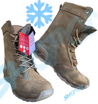 Берці зимові черевики тактичні чоловічі, туфлі тактичні чоловічі берці зимові, натуральна шкіра, розмір 40, Bounce ar. MO-TW-1240, колір койот