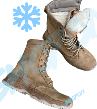 Берці зимові черевики тактичні чоловічі, туфлі тактичні чоловічі берці зимові, натуральна шкіра, розмір 42, Bounce ar. MO-TH-1442, колір койот