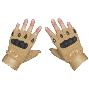 Перчатки тактические с открытыми пальцами усиленный протектор OAKLEY песочные XL