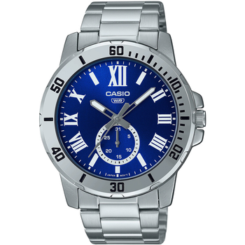 Мужские наручные часы Casio MTP-VD200D-2B Серебро\синий экран