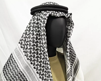 Платок шарф арафатка, шемаг, куфия 110см - Black/White