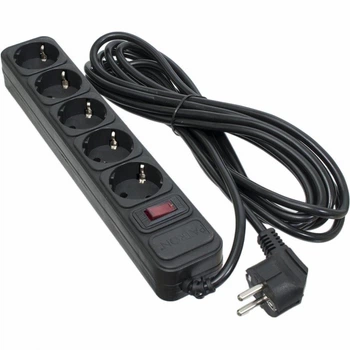 Фільтр живлення Patron 5.0 m3*1mm2 (SP-1055) 5 розеток BLACK (EXT-PN-SP-1055) (154459)