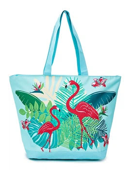 Сумка пляжна Le Comptoir de la plage Tropical 35x58x23 легка велика стильна One size Синій з принтом фламінго (ZIK0000015828)