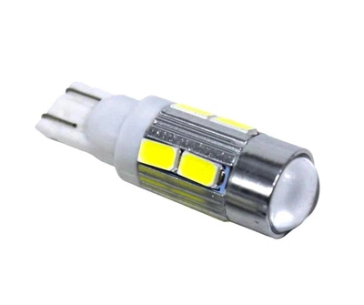 Светодиодная лампа Т10 (W5W) 10SMD 5630 с линзой 12V Белый